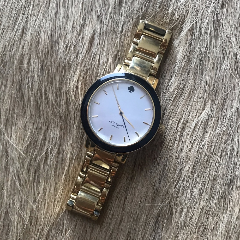 Kate Spade ♠️ Gramercy White/Gold/Black Watch NWOT